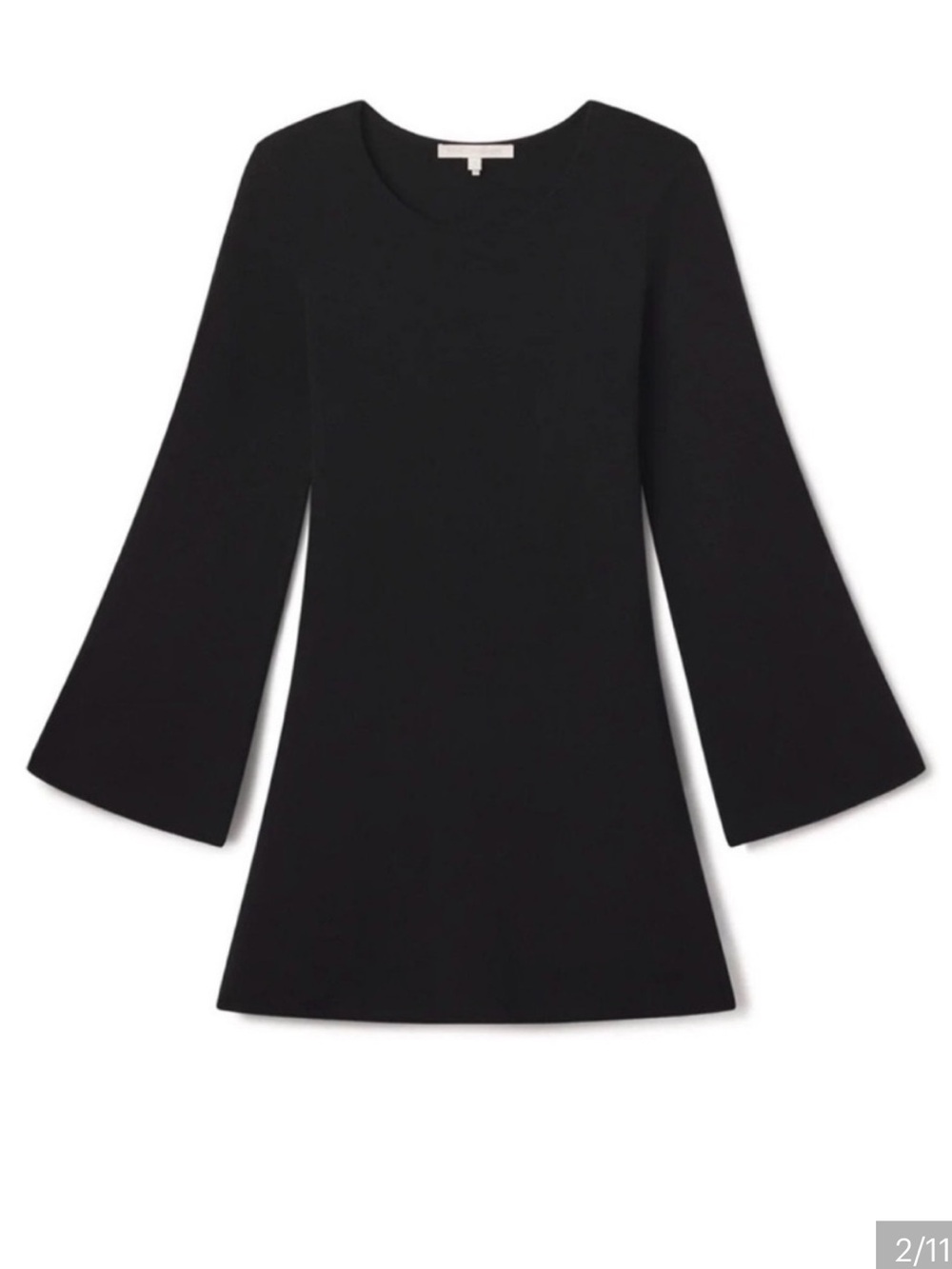 NakedCashmere Kloey Bell Sleeve Black Mini Dress, Cashmere Sweater Winter Dress
